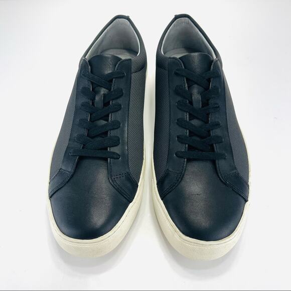 TCG Kennedy Men Sneaker Size 12 Black Premium Leather & Fabric Laced Low Top New - Picture 4 of 16